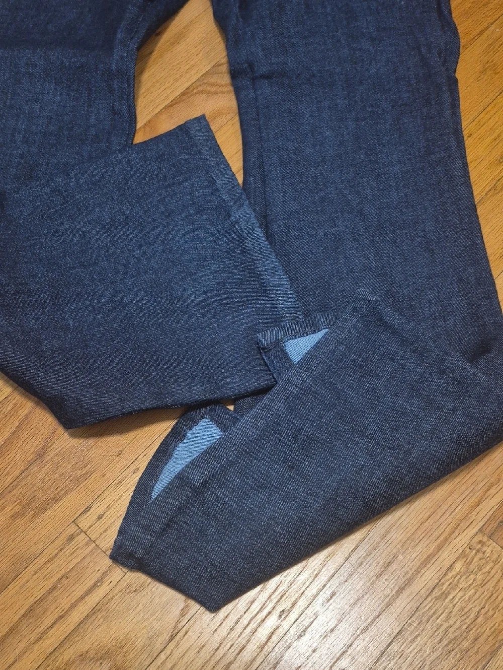 DKNY Jeans Flare Womens Blue Dark Wash Mid Rise Slim Stretch Hem Slit Sz XL